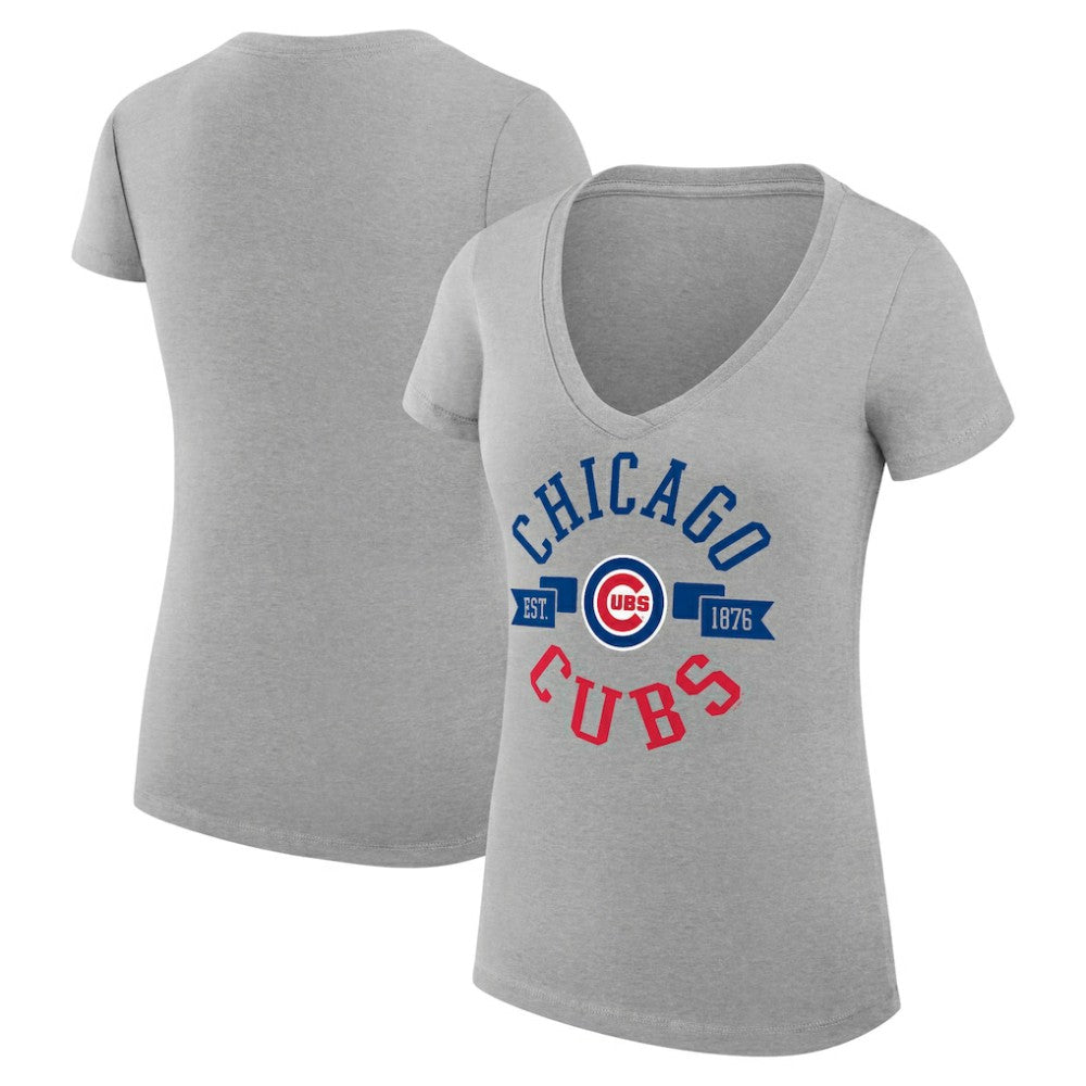 Chicago Cubs G-III 4Her by Carl Banks Women's Super-Slim Fit Lightweight City Graphic V-Neck T-Shirt Near Me