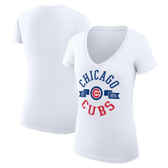 Chicago Cubs G-III 4Her by Carl Banks Women's Super-Slim Fit Lightweight City Graphic V-Neck T-Shirt Near Me