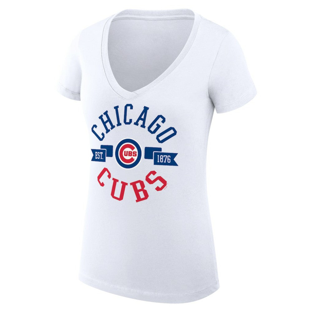 Chicago Cubs G-III 4Her by Carl Banks Women's Super-Slim Fit Lightweight City Graphic V-Neck T-Shirt Near Me