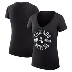 Chicago White Sox G-III 4Her by Carl Banks Women's Super-Slim Fit Lightweight City Graphic V-Neck T-Shirt Lifestyle