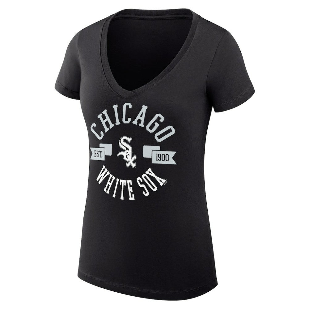 Chicago White Sox G-III 4Her by Carl Banks Women's Super-Slim Fit Lightweight City Graphic V-Neck T-Shirt Lifestyle