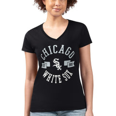 Chicago White Sox G-III 4Her by Carl Banks Women's Super-Slim Fit Lightweight City Graphic V-Neck T-Shirt Lifestyle