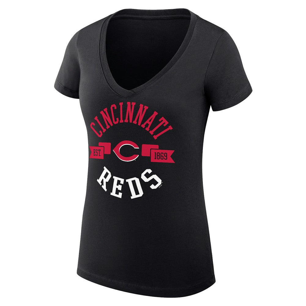Cincinnati Reds G-III 4Her by Carl Banks Women's Super-Slim Fit Lightweight City Graphic V-Neck T-Shirt discount