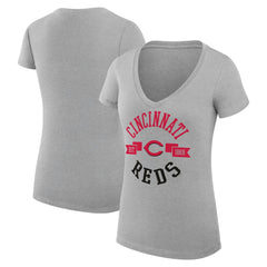 Cincinnati Reds G-III 4Her by Carl Banks Women's Super-Slim Fit Lightweight City Graphic V-Neck T-Shirt On Sale