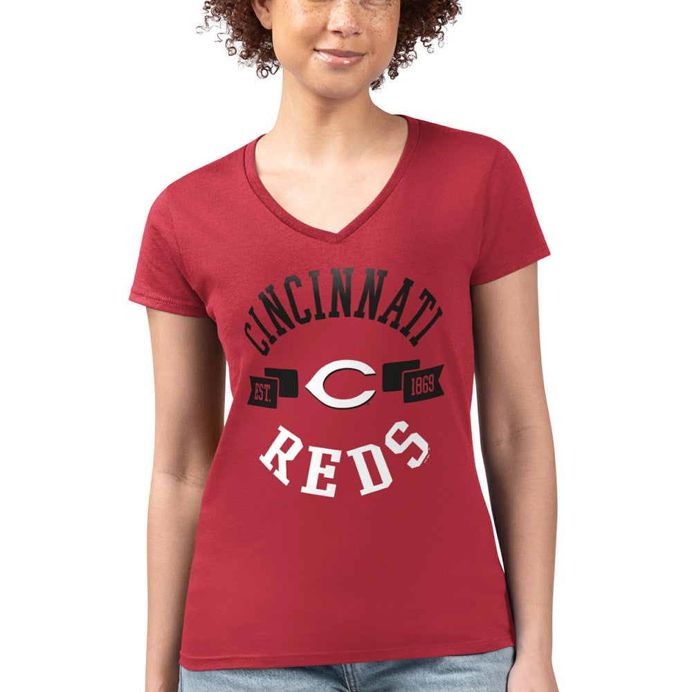 Cincinnati Reds G-III 4Her by Carl Banks Women's Super-Slim Fit Lightweight City Graphic V-Neck T-Shirt Near Me
