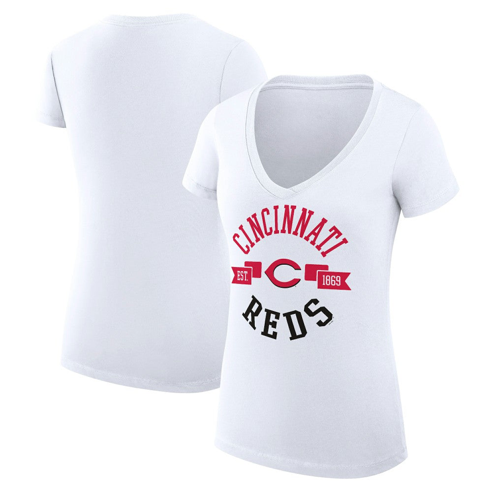 Cincinnati Reds G-III 4Her by Carl Banks Women's Super-Slim Fit Lightweight City Graphic V-Neck T-Shirt Online
