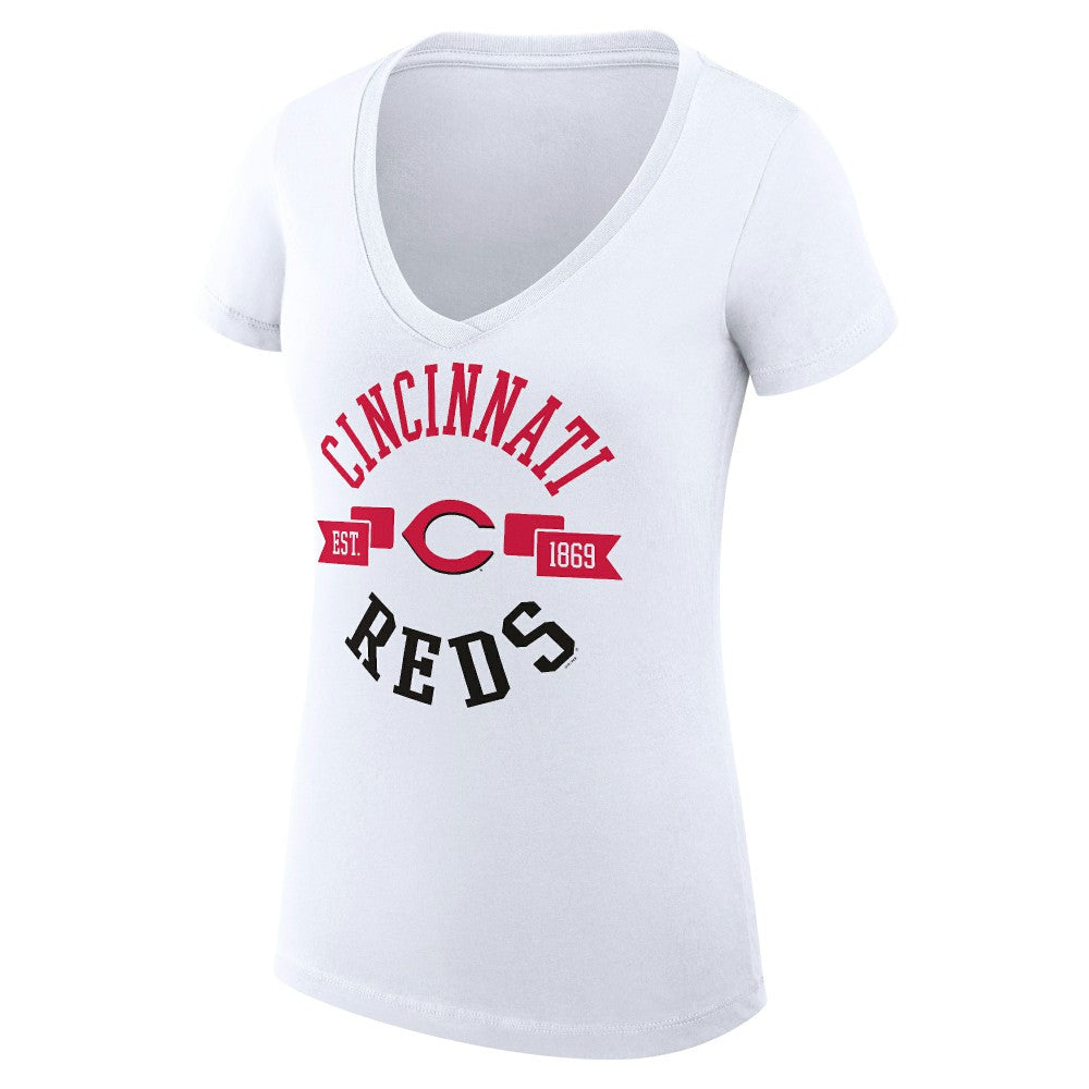 Cincinnati Reds G-III 4Her by Carl Banks Women's Super-Slim Fit Lightweight City Graphic V-Neck T-Shirt Online