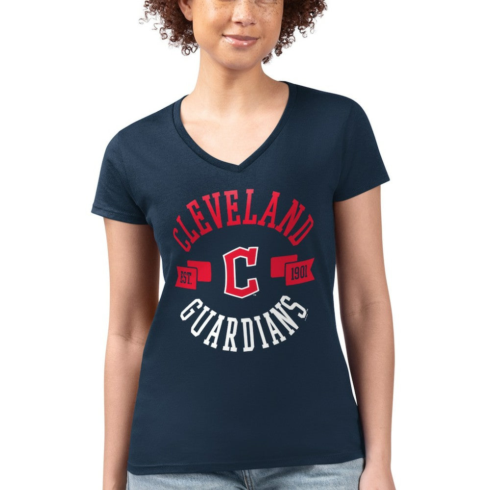 Cleveland Guardians G-III 4Her by Carl Banks Women's Super-Slim Fit Lightweight City Graphic V-Neck T-Shirt Online