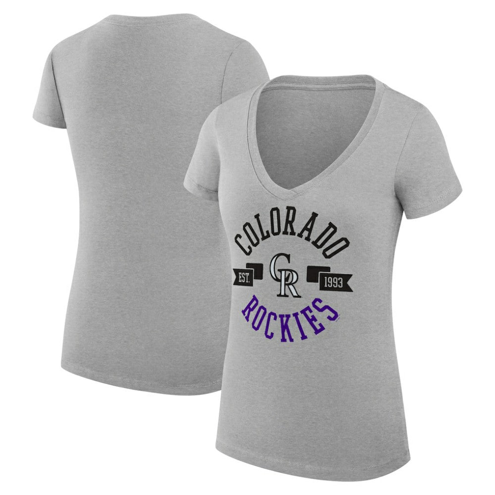 Colorado Rockies G-III 4Her by Carl Banks Women's Super-Slim Fit Lightweight City Graphic V-Neck T-Shirt Lifestyle