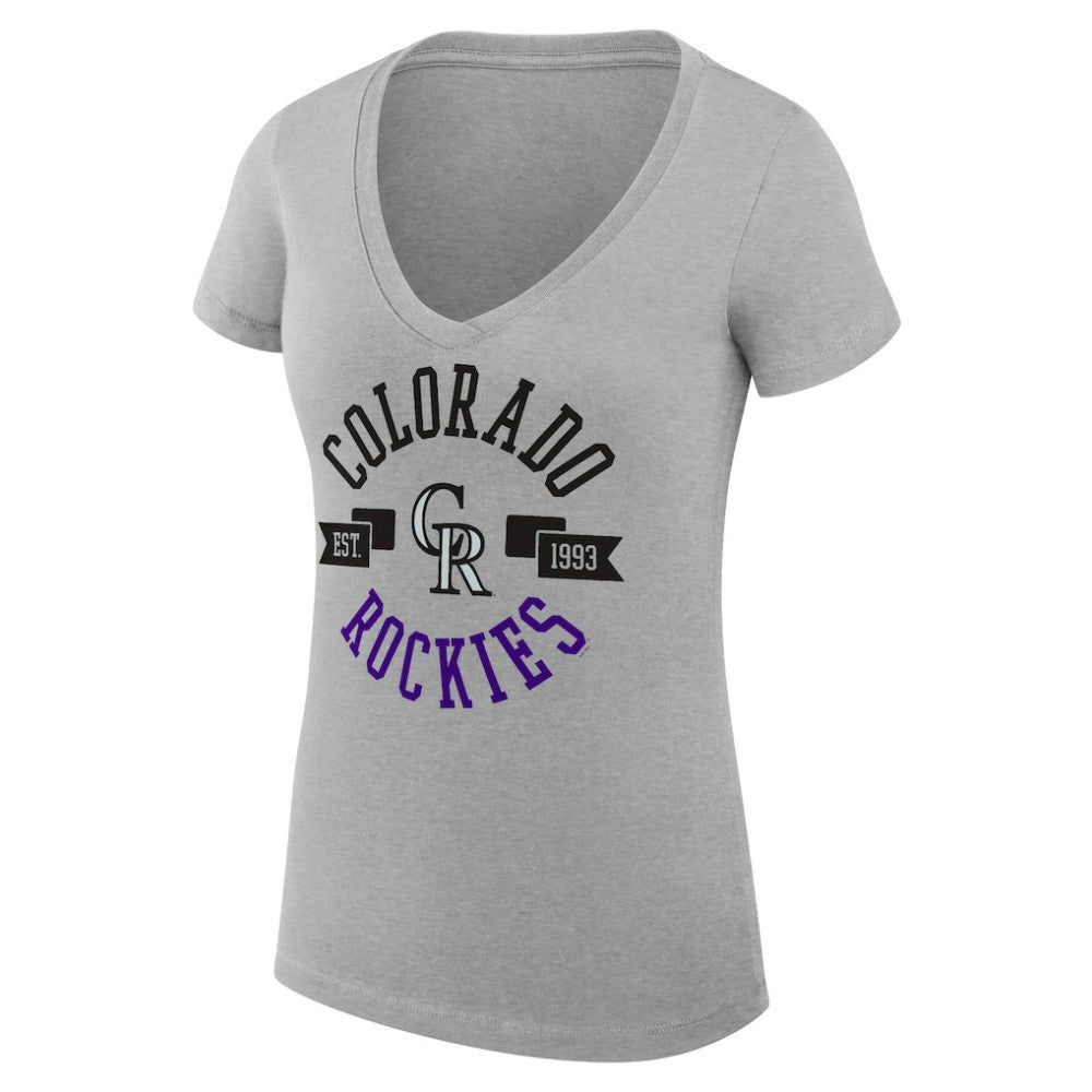 Colorado Rockies G-III 4Her by Carl Banks Women's Super-Slim Fit Lightweight City Graphic V-Neck T-Shirt Lifestyle