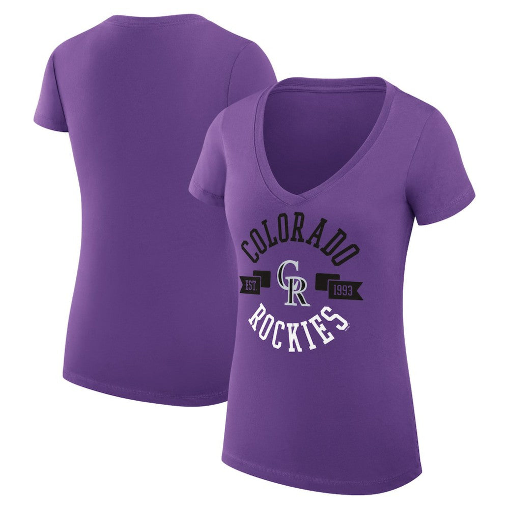 Colorado Rockies G-III 4Her by Carl Banks Women's Super-Slim Fit Lightweight City Graphic V-Neck T-Shirt for sale