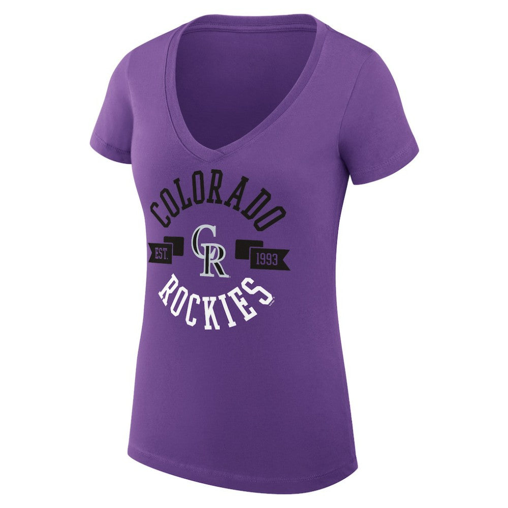 Colorado Rockies G-III 4Her by Carl Banks Women's Super-Slim Fit Lightweight City Graphic V-Neck T-Shirt for sale