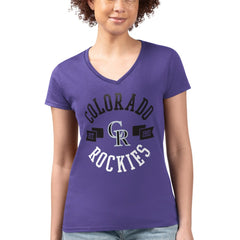 Colorado Rockies G-III 4Her by Carl Banks Women's Super-Slim Fit Lightweight City Graphic V-Neck T-Shirt for sale