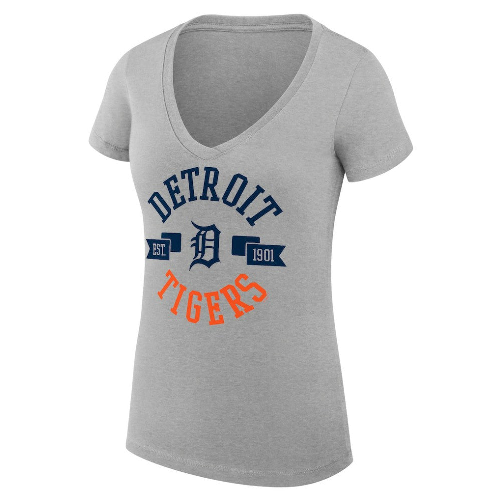 Detroit Tigers G-III 4Her by Carl Banks Women's Super-Slim Fit Lightweight City Graphic V-Neck T-Shirt On Sale