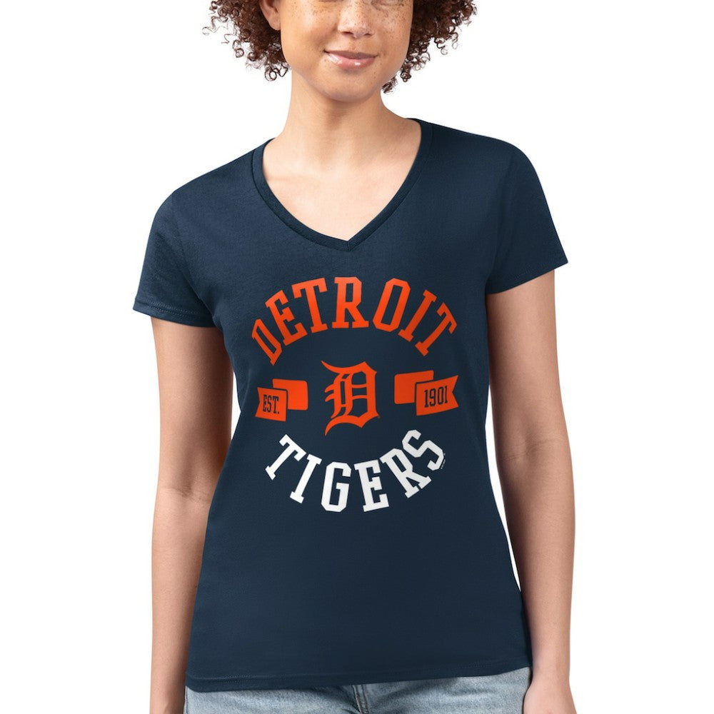 Detroit Tigers G-III 4Her by Carl Banks Women's Super-Slim Fit Lightweight City Graphic V-Neck T-Shirt Sale
