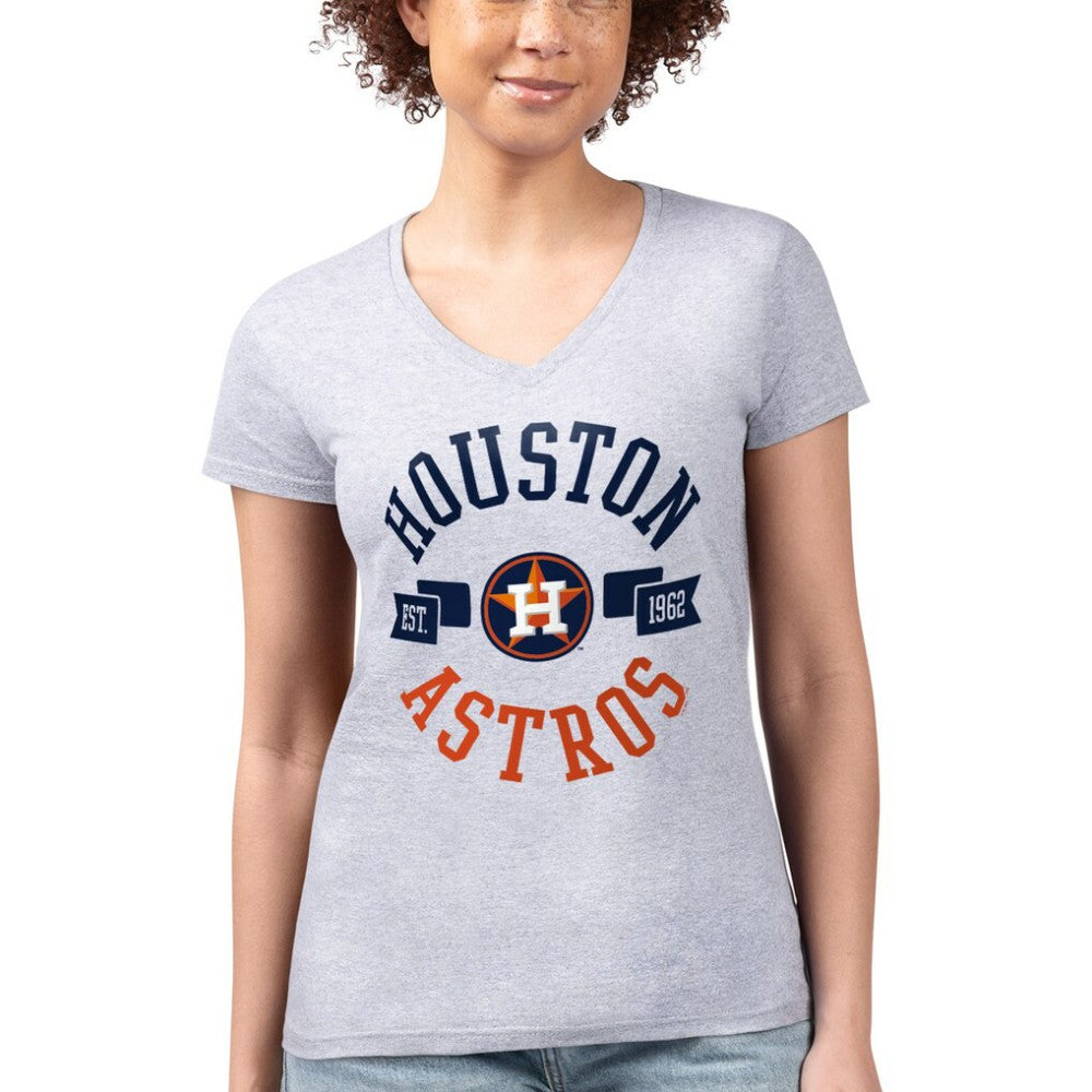 Houston Astros G-III 4Her by Carl Banks Women's Super-Slim Fit Lightweight City Graphic V-Neck T-Shirt Lifestyle