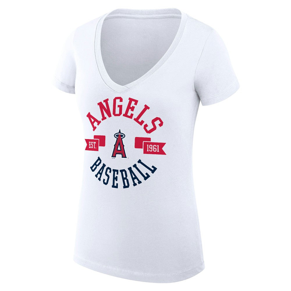 Los Angeles Angels G-III 4Her by Carl Banks Women's Super-Slim Fit Lightweight City Graphic V-Neck T-Shirt On Sale