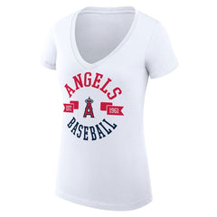 Los Angeles Angels G-III 4Her by Carl Banks Women's Super-Slim Fit Lightweight City Graphic V-Neck T-Shirt On Sale