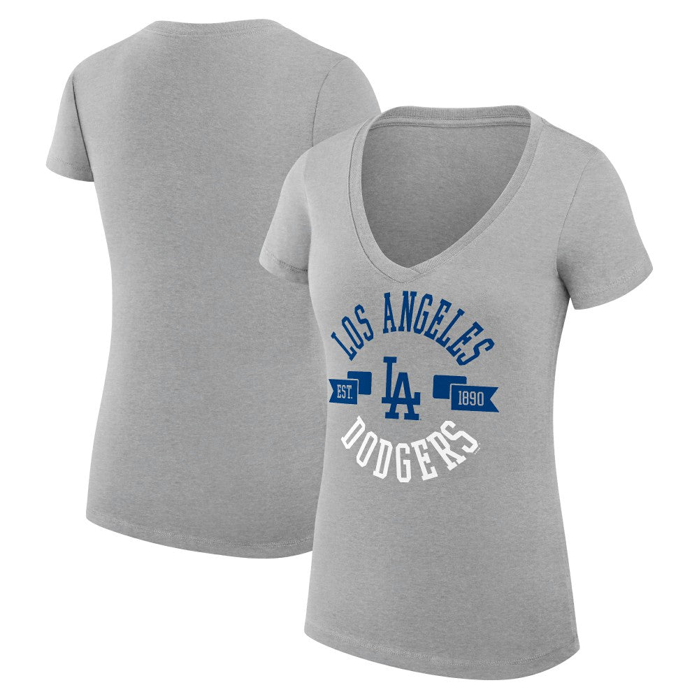 Los Angeles Dodgers G-III 4Her by Carl Banks Women's Super-Slim Fit Lightweight City Graphic V-Neck T-Shirt Lifestyle
