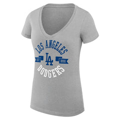 Los Angeles Dodgers G-III 4Her by Carl Banks Women's Super-Slim Fit Lightweight City Graphic V-Neck T-Shirt Lifestyle