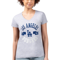 Los Angeles Dodgers G-III 4Her by Carl Banks Women's Super-Slim Fit Lightweight City Graphic V-Neck T-Shirt Lifestyle