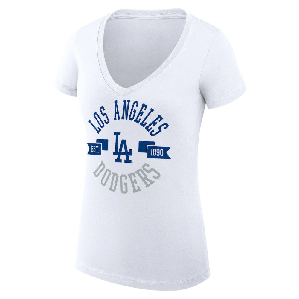 Los Angeles Dodgers G-III 4Her by Carl Banks Women's Super-Slim Fit Lightweight City Graphic V-Neck T-Shirt Online