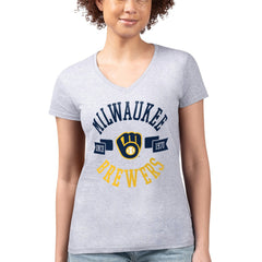 Milwaukee Brewers G-III 4Her by Carl Banks Women's Super-Slim Fit Lightweight City Graphic V-Neck T-Shirt Clearance