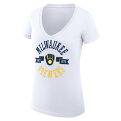 Milwaukee Brewers G-III 4Her by Carl Banks Women's Super-Slim Fit Lightweight City Graphic V-Neck T-Shirt for sale