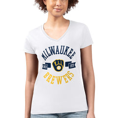 Milwaukee Brewers G-III 4Her by Carl Banks Women's Super-Slim Fit Lightweight City Graphic V-Neck T-Shirt for sale