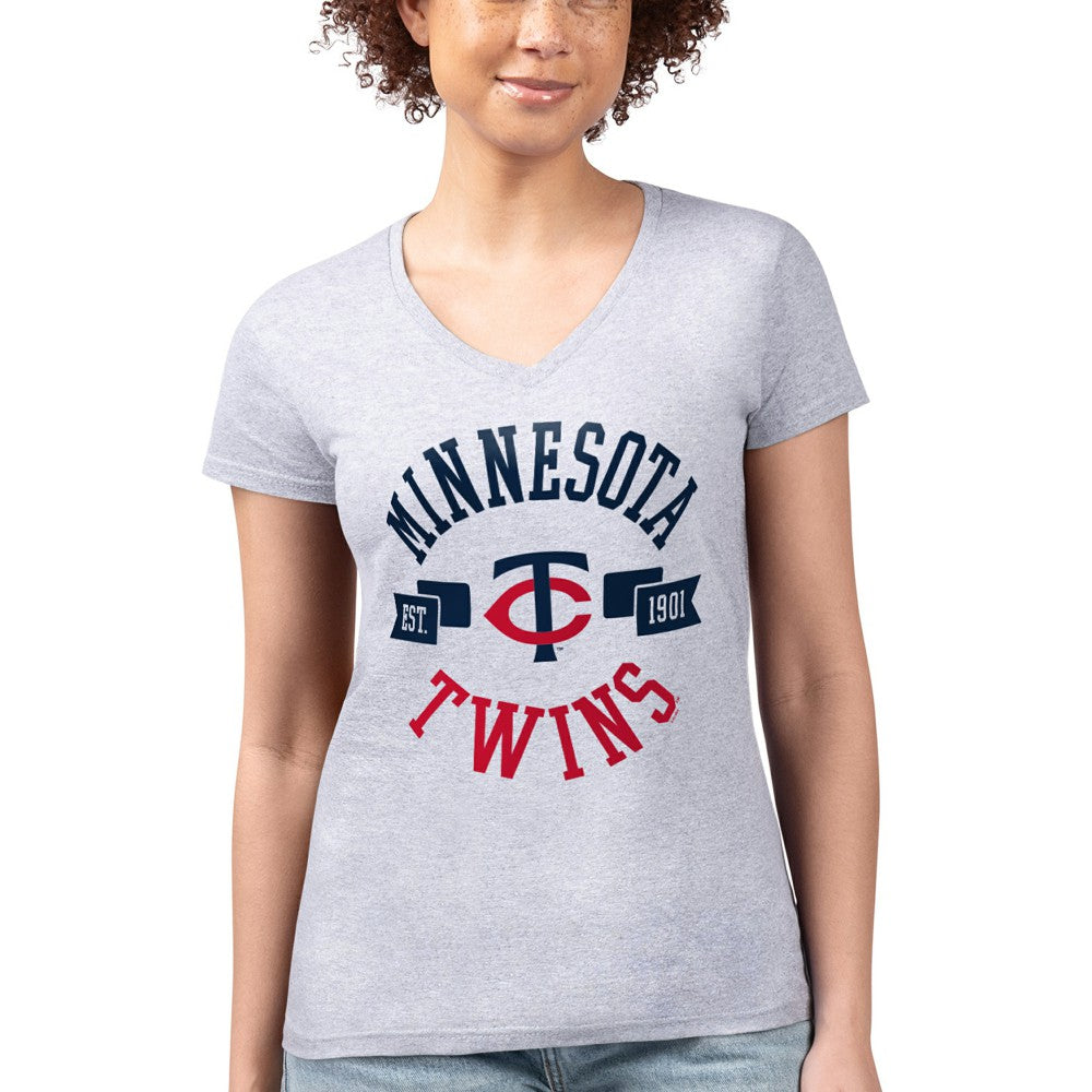 Minnesota Twins G-III 4Her by Carl Banks Women's Super-Slim Fit Lightweight City Graphic V-Neck T-Shirt for sale