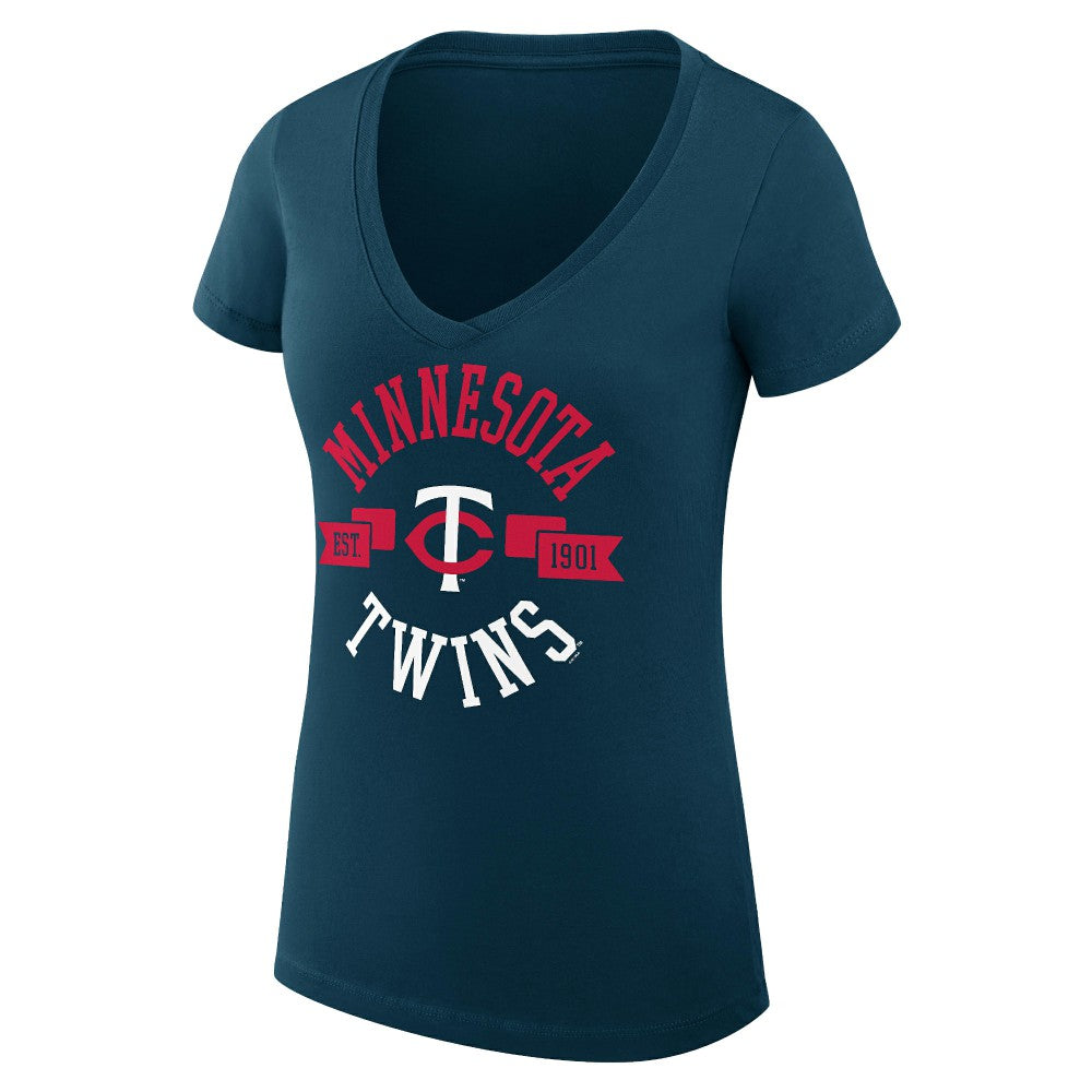 Minnesota Twins G-III 4Her by Carl Banks Women's Super-Slim Fit Lightweight City Graphic V-Neck T-Shirt Sale