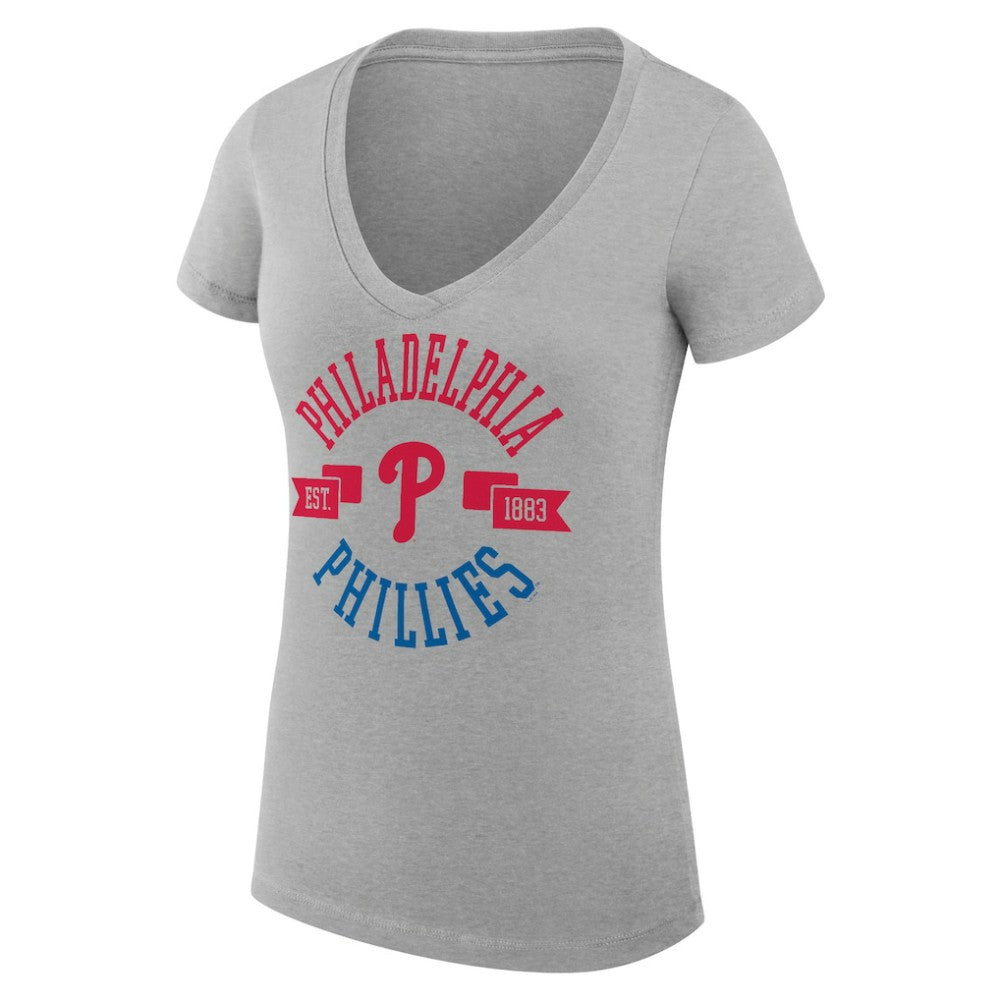 Philadelphia Phillies G-III 4Her by Carl Banks Women's Super-Slim Fit Lightweight City Graphic V-Neck T-Shirt Lifestyle