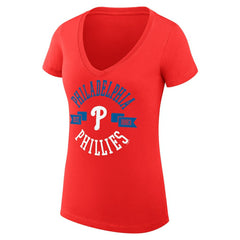 Philadelphia Phillies G-III 4Her by Carl Banks Women's Super-Slim Fit Lightweight City Graphic V-Neck T-Shirt Lifestyle