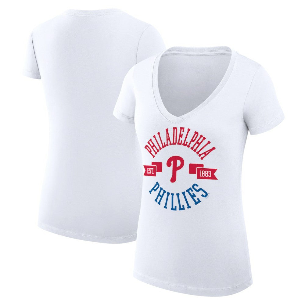 Philadelphia Phillies G-III 4Her by Carl Banks Women's Super-Slim Fit Lightweight City Graphic V-Neck T-Shirt Online