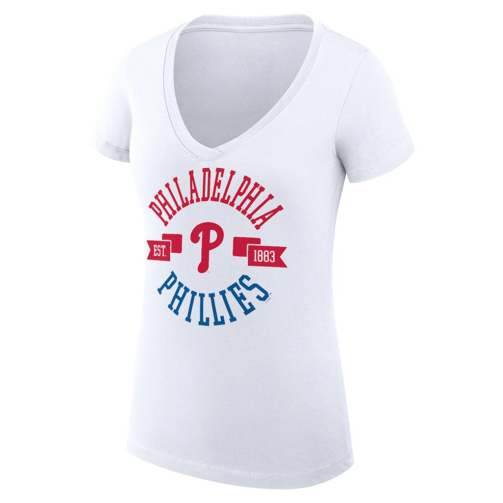 Philadelphia Phillies G-III 4Her by Carl Banks Women's Super-Slim Fit Lightweight City Graphic V-Neck T-Shirt Online