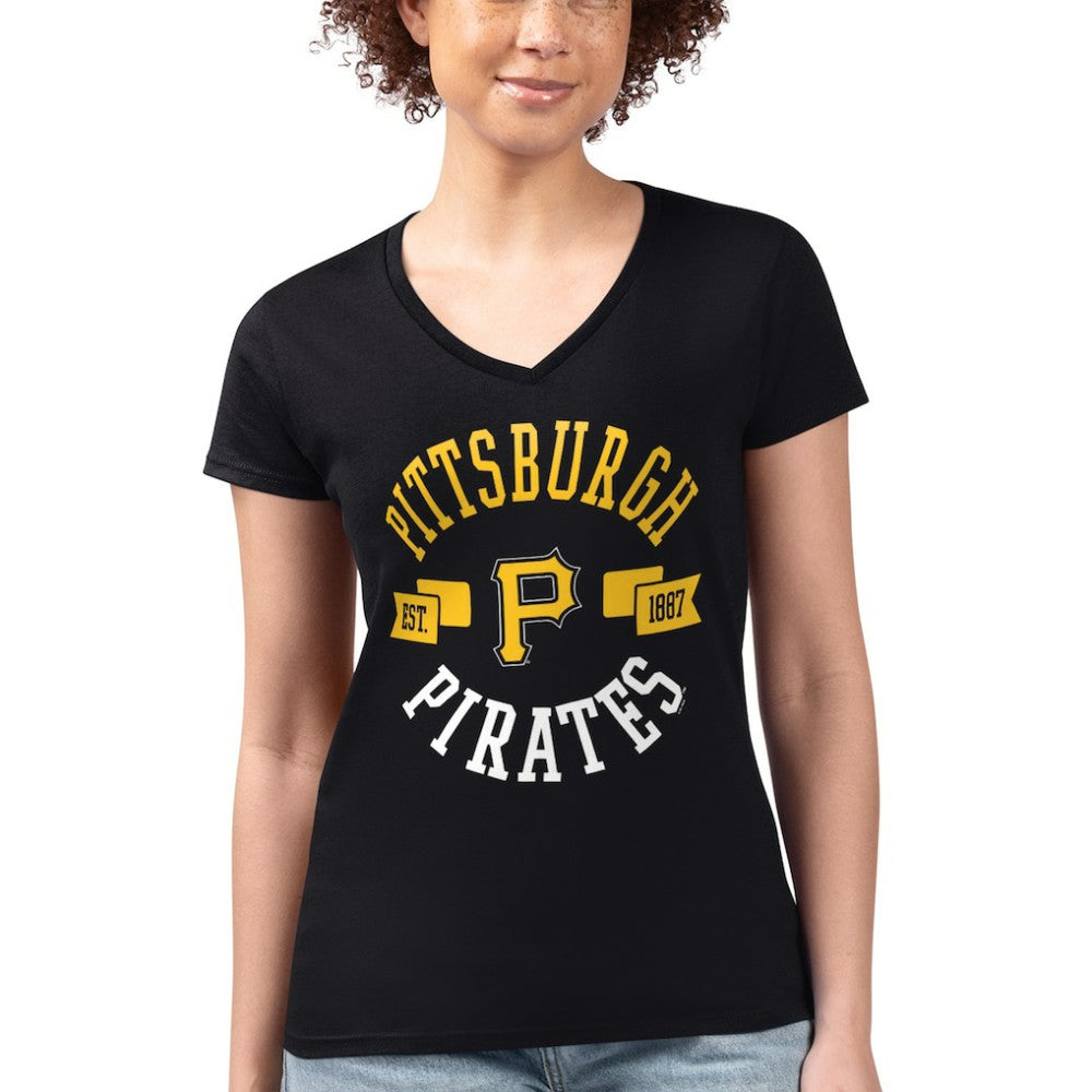 Pittsburgh Pirates G-III 4Her by Carl Banks Women's Super-Slim Fit Lightweight City Graphic V-Neck T-Shirt Sale