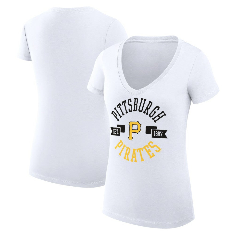 Pittsburgh Pirates G-III 4Her by Carl Banks Women's Super-Slim Fit Lightweight City Graphic V-Neck T-Shirt Lifestyle