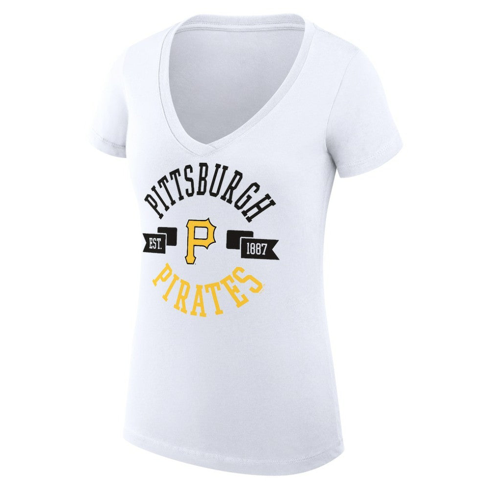 Pittsburgh Pirates G-III 4Her by Carl Banks Women's Super-Slim Fit Lightweight City Graphic V-Neck T-Shirt Lifestyle