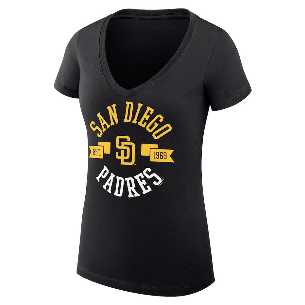 San Diego Padres G-III 4Her by Carl Banks Women's Super-Slim Fit Lightweight City Graphic V-Neck T-Shirt On Sale