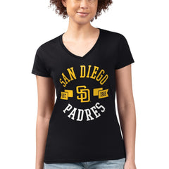 San Diego Padres G-III 4Her by Carl Banks Women's Super-Slim Fit Lightweight City Graphic V-Neck T-Shirt On Sale