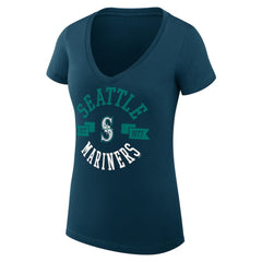 Seattle Mariners G-III 4Her by Carl Banks Women's Super-Slim Fit Lightweight City Graphic V-Neck T-Shirt On Sale