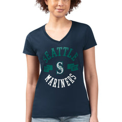 Seattle Mariners G-III 4Her by Carl Banks Women's Super-Slim Fit Lightweight City Graphic V-Neck T-Shirt On Sale