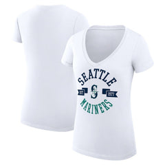 Seattle Mariners G-III 4Her by Carl Banks Women's Super-Slim Fit Lightweight City Graphic V-Neck T-Shirt for sale