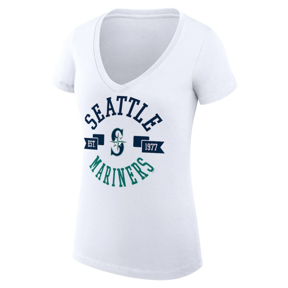 Seattle Mariners G-III 4Her by Carl Banks Women's Super-Slim Fit Lightweight City Graphic V-Neck T-Shirt for sale