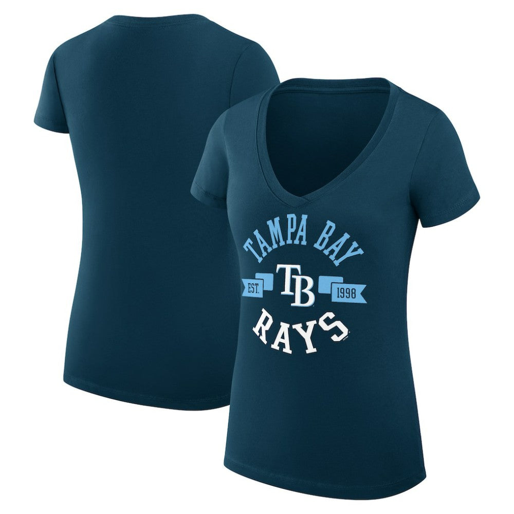 Tampa Bay Rays G-III 4Her by Carl Banks Women's Super-Slim Fit Lightweight City Graphic V-Neck T-Shirt Clearance