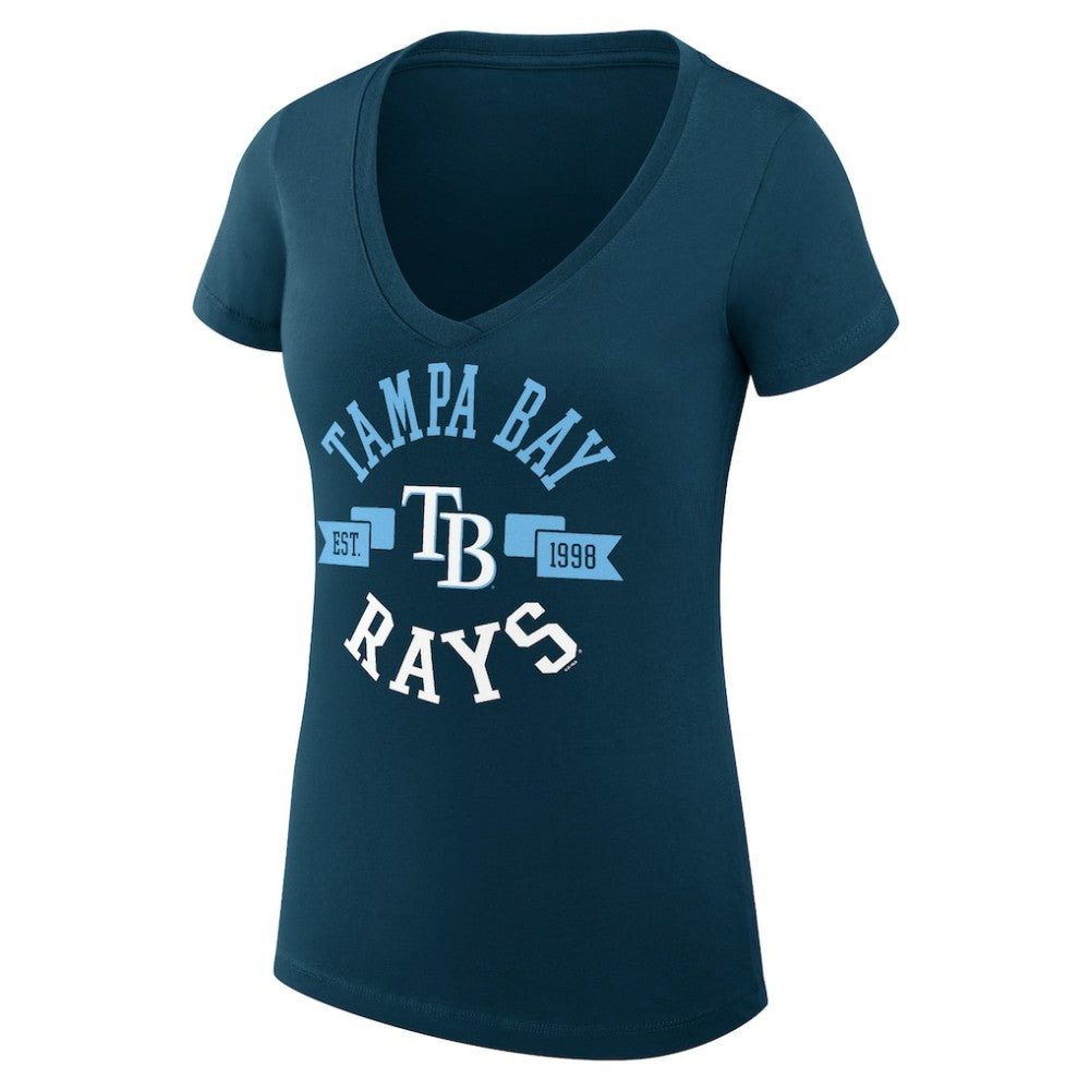 Tampa Bay Rays G-III 4Her by Carl Banks Women's Super-Slim Fit Lightweight City Graphic V-Neck T-Shirt Clearance