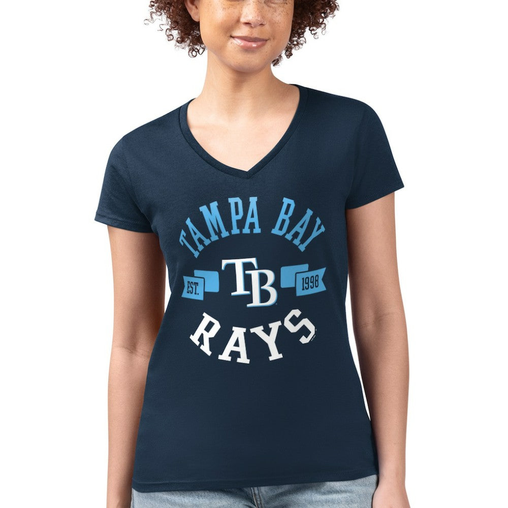 Tampa Bay Rays G-III 4Her by Carl Banks Women's Super-Slim Fit Lightweight City Graphic V-Neck T-Shirt Clearance