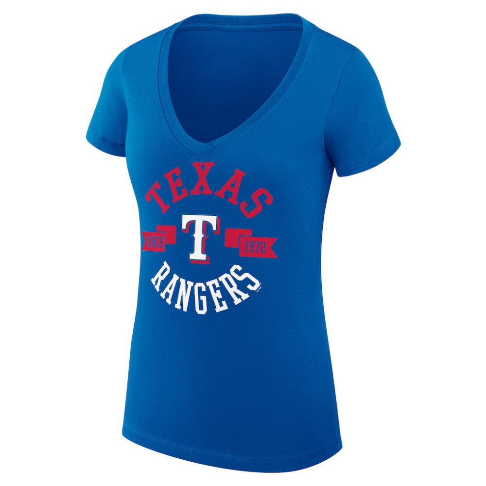Texas Rangers G-III 4Her by Carl Banks Women's Super-Slim Fit Lightweight City Graphic V-Neck T-Shirt discount