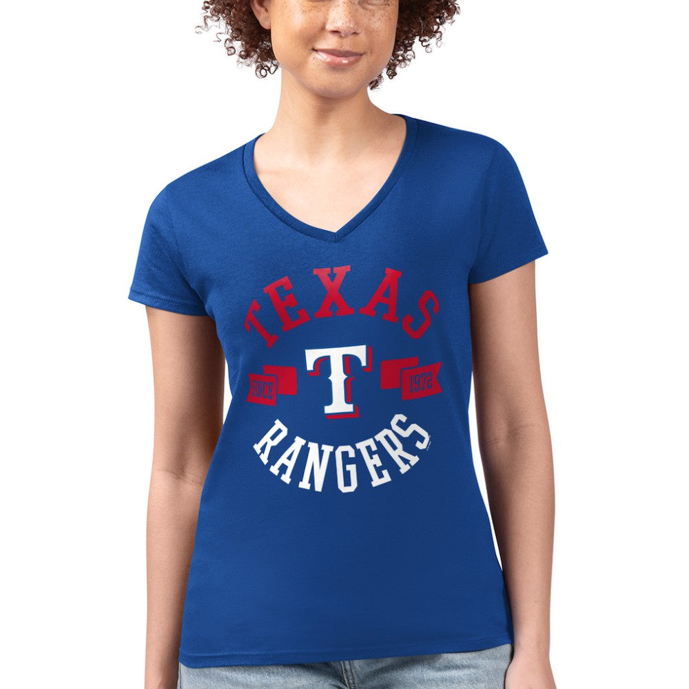 Texas Rangers G-III 4Her by Carl Banks Women's Super-Slim Fit Lightweight City Graphic V-Neck T-Shirt discount