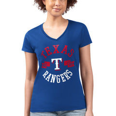 Texas Rangers G-III 4Her by Carl Banks Women's Super-Slim Fit Lightweight City Graphic V-Neck T-Shirt discount